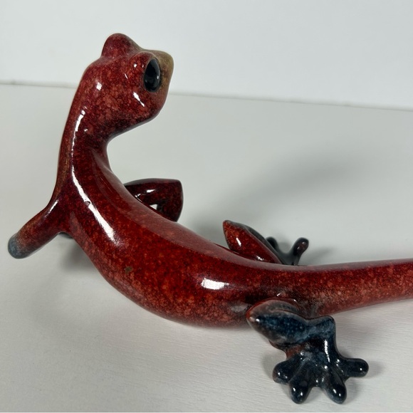 Gecko/Lizard Red Speckled Resin Decor Figurine Marble/Plastic 10 Inches Long - Picture 4 of 8